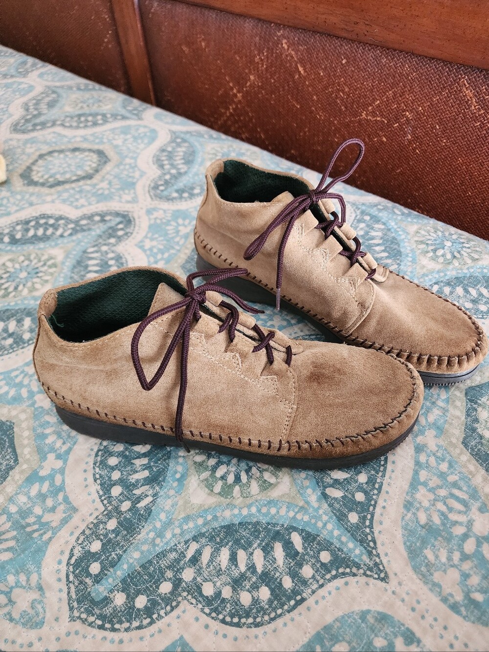 VTG Cheyenne Tan Suede Boho Chukka Ankle Bootie Moccasins - Picture 5 of 9